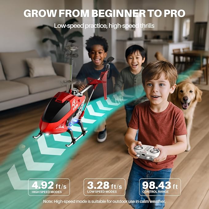 SYMA S107H-E RC Helicopter for Kids 8-12 and Beginners Remote Control Helicopter with Altitude Hold 2 Speed Modes Whole Alloy Toy for Boys Girls Indoor Gift