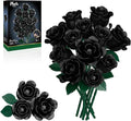 Black Rose Bouquet Building Set Rotatable Control for Flowering Flowers Botanical Christmas Valentine's Day Gifts for Adults - Gothic Home Office Table Bookshelf Decor