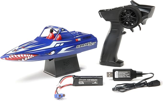 Pro Boat Sprintjet 9 Self-Righting Deep-V Jet Boat Brushed RTR Ready to Run Blue PRB08045T2