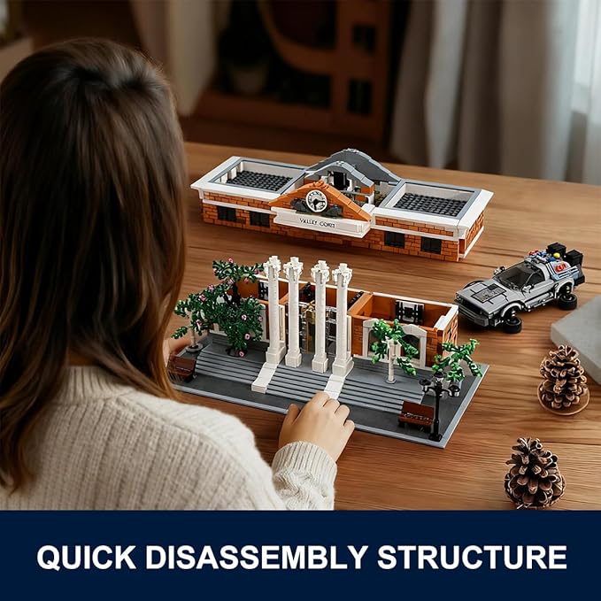 Valley Court Architecture Building Blocks Set with 2-StoryRetro Futuristic Courthouse Mall – with Flying Car &amp Modular Architecture Building Blocks(4269PCS)