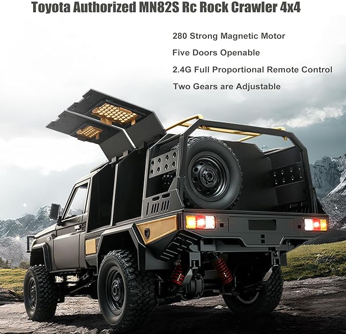 YIKESHU Remote Control Car 1/12 Scale 4WD Off-Road Rc Cars with LED Lights 2-Speed 2.4GHz Proportional Control All Terrain RTR Hobby Toy for Adults (Black)