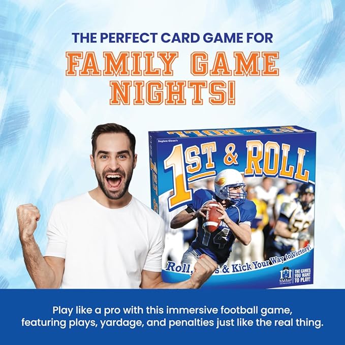 R&ampR Games 1st &amp Roll Football Board Game for Adults and Kids Ideal for Family Night