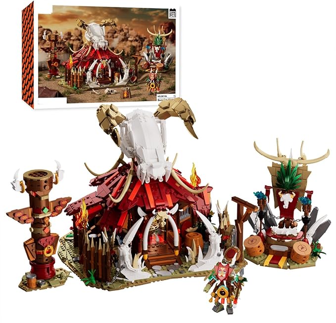 Medieval Castle Bonefire Gate Building Sets for Adults Architecture Sets with Knights &amp Viking Village Modular Display Set 2098pcs