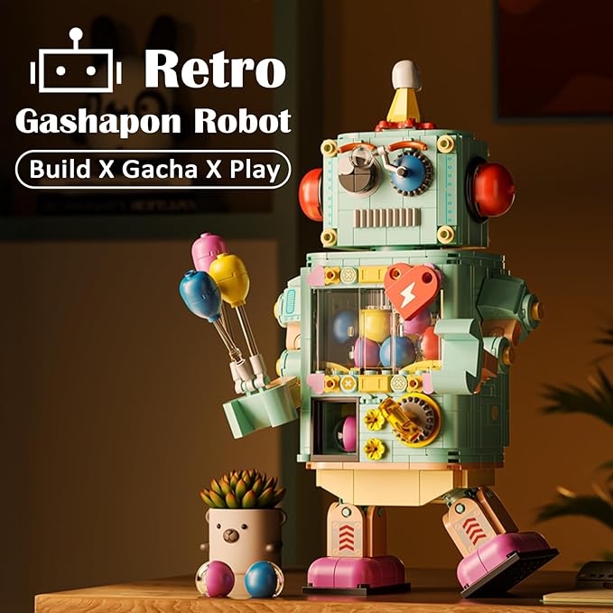 Articulated Robot Building Set with Functional Capsule Vending Machine 617-Piece Interactive Desk Toy &amp Creative Gift for Teens Birthday and Adults Valentine's Day