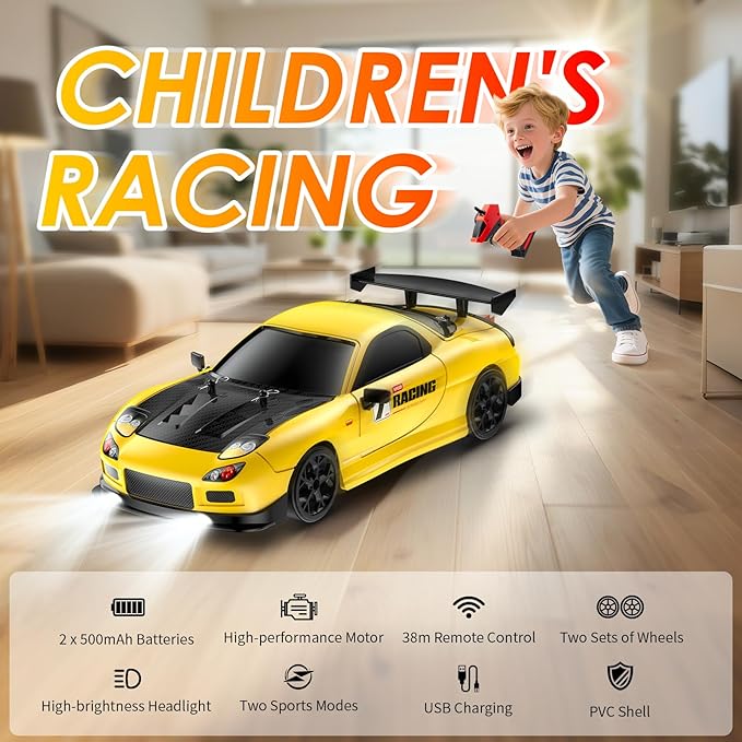 RC Drift Car 1:14 4WD Drift Remote Control Car 2.4GHz 28km/h Drift RC Car LED LightsRacing and Drift Tires RTR for Teens Kids Boys