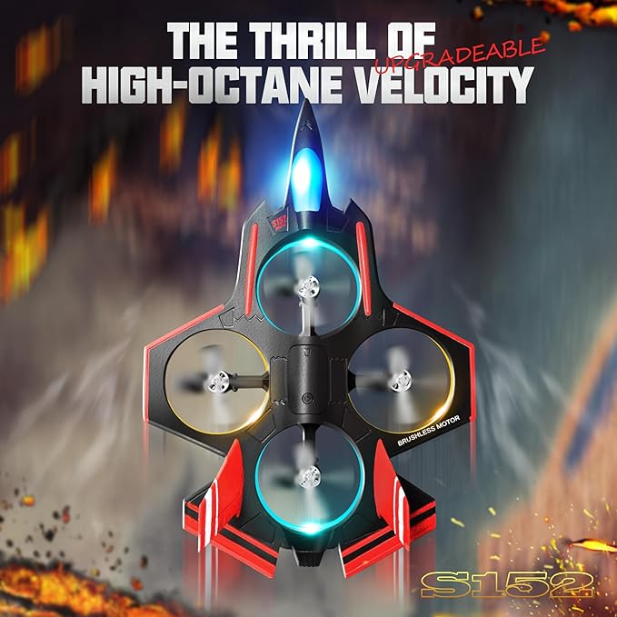 BEZGAR Brushless RC Plane with Camera | 2.4GHZ Remote Control Airplane 6-axis Gyro Drones for Kids RC Helicopter 360°Flip Jet Fighter for Beginners with LED Navigation Lights and Two Batteries