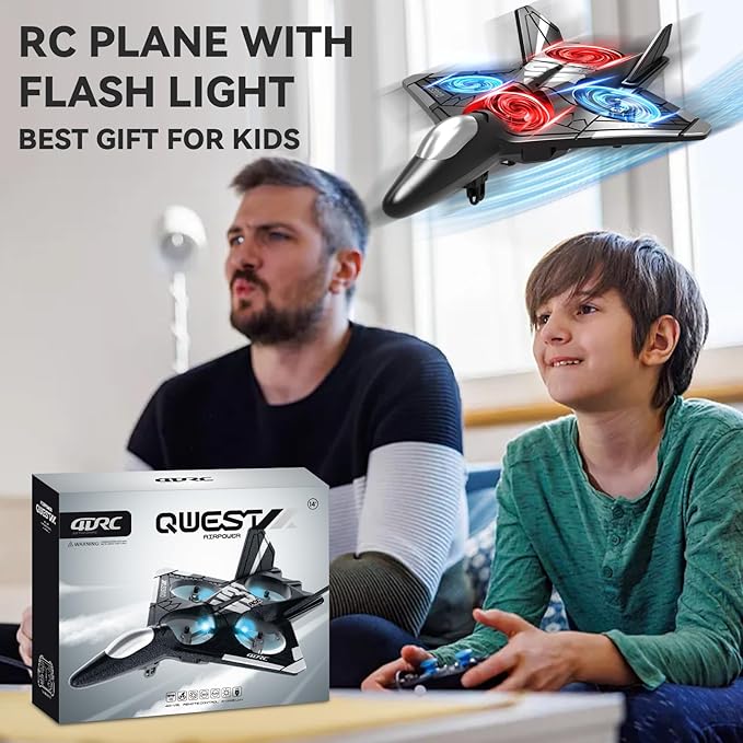 4DRC V31 Foam RC Planes Remote Control Airplanes for Kids Adults 4-7 8-16 Remote Control Planes Fighter Jet with Light 360° Flip Fighter Jet Toy Gravity Sensing Stunt Roll Gifts for Kids Boys