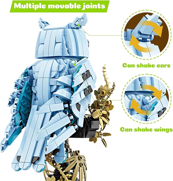 Ideas Magic World Owl Flower Animal Building Set Owl Creative Desk LampCollectible Harry Bird ModelGifts for Adults or Teens Kids 8+ (1288 Pieces)