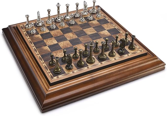 AMEROUS 14 inches Wooden Chess Set with Metal Chess Pieces / 2.5'' King/Storage for Chessmen/Gift Package/Instructions/Classic Board Game