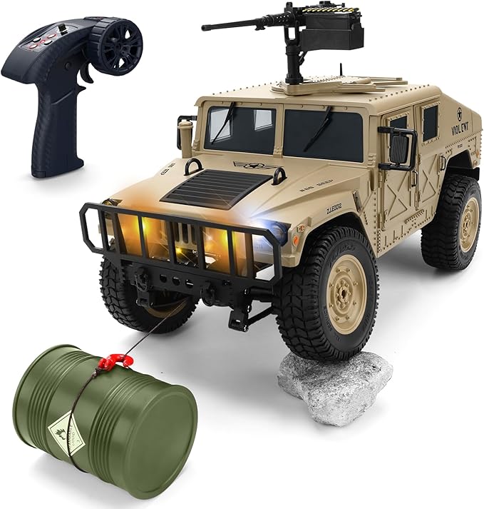 Remote Control Truck-4x4 Off-Road RC Trucks Army Rock Crawler Humme RTR 40Mins Play Time All Terrain RC Off Road Jeep Cars with WinchLights&ampOpenning Door Military Armored Vehicle Toys Gift for