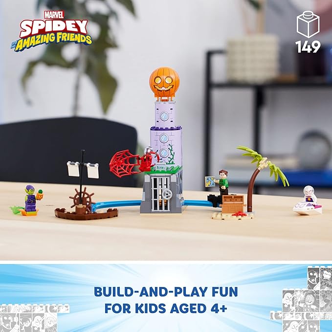 LEGO Marvel Team Spidey at Green Goblin's Lighthouse 10790 Toy for Kids Ages 4+ with Pirate Shipwreck Miles Morales Minifigure &amp More Spidey and His Amazing Friends Series