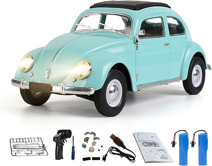 Remote Control Car 1:16 Scale Classic Model Toys Car for Kids 4CH Full Scale Toy Rear Wheel Drive LED High Beam 1950 Model Toys Birthday for Boys Girls