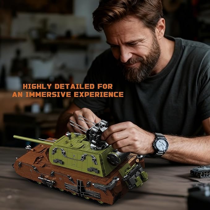WW2 Panzer VIII Maus Tank Building Sets for Adults Army Military Vehicles Collectible Model for Home Decor (Multicolor)
