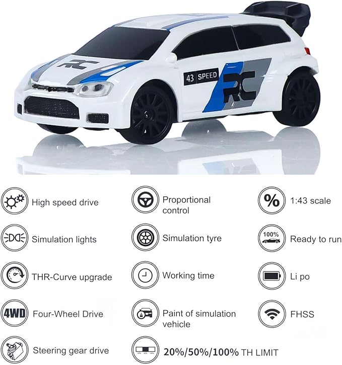 TOUCAN RC HOBBY 2.4G 1/43 High Speed Radio Controlled Racing Car RC Drift Vehicle 4WD RTR Mini Model Radio Battery for Gifts