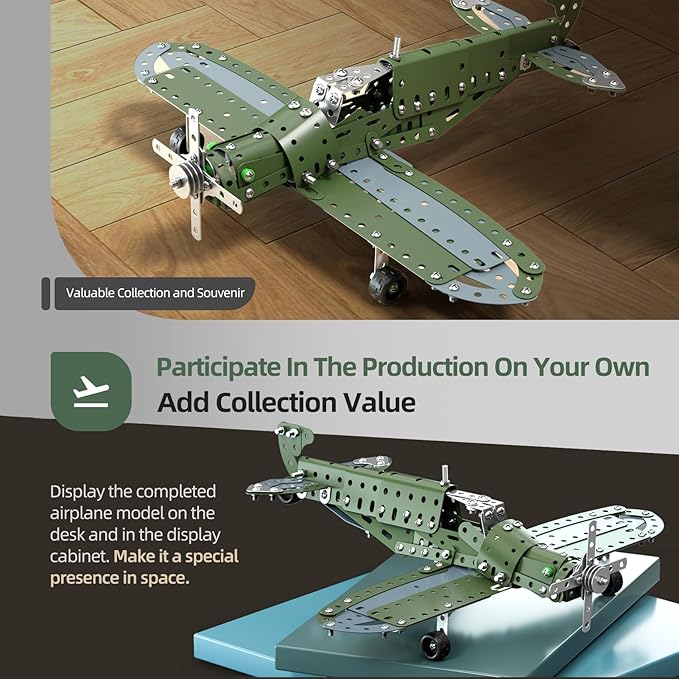 Model Airplane STEM Building Projects Toys - DIY Building STEM Projects Toys for Kids Boys Girls Ages 8-12-16 Assembly Science Kit Model Plane Birthday Gift Toys for Kids Boys 8 9 10 11 12 Years Old