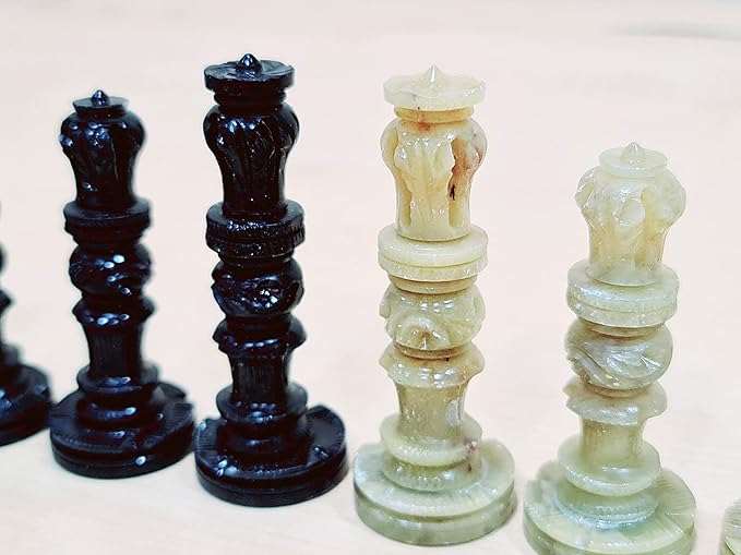 StonKraft - Natural Stone Chess Pieces Chessmen Chess Coins (3 King) | Chess Accessories | Board Games (3 White Brown)