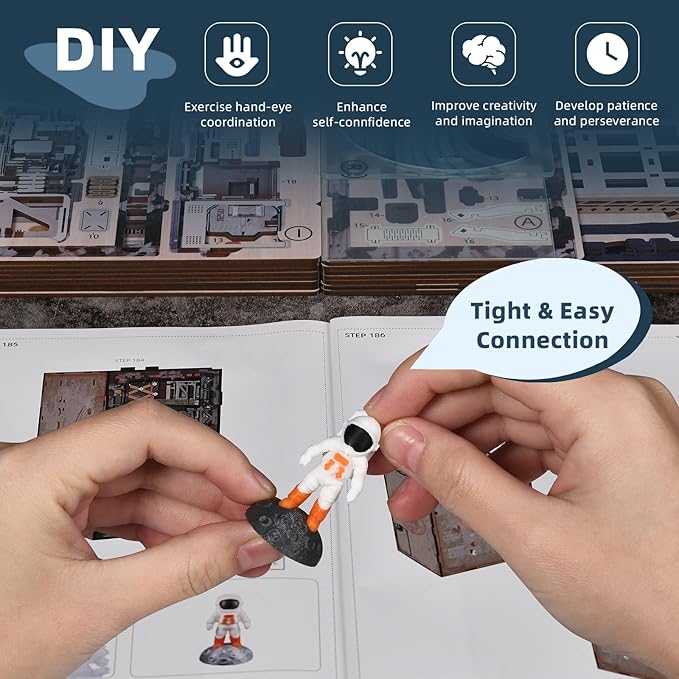 Book Nook Kit - DIY Miniature House Dollhouse Kit for Adult and Teens Tiny House Bookshelf Decor 3D Wooden Puzzle Gifts for Family Friends (Aerospace Foundry)
