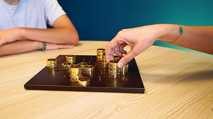 Gyges – Abstract Strategy Board Game for 2 Players | Elegant Wooden Board &amp Metal Rings for Ages 8 to Adults by Blue Orange Games