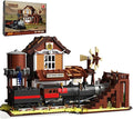 Western Train Station Building Set for Adults 3885 PCS West Steam Train Model Kit with Station Creative Collectible Home Décor Display Kit for Adults and Teens 14+