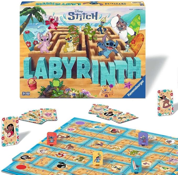 Ravensburger Stitch Labyrinth Board Game - A Strategic Maze Challenge for Family Game Nights Featuring Favorite Disney Characters - 2-4 Players - Kids &amp Adults Ages 7+