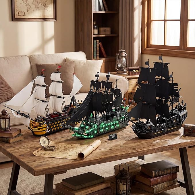 Endeavor Pirate Ship Model Building Set Length 84cm Movie Themed Scenes with Sail Cannons &amp Movable Parts for Film Fans Adult Collectors Building Sets 2475pcs