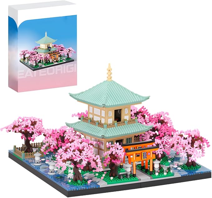 Cherry Blossom Micro Mini Building Block Sets Toy for AdultsJapanese Bonsai Tree House Architecture Gifts for Kids 14+（3809 Pieces）