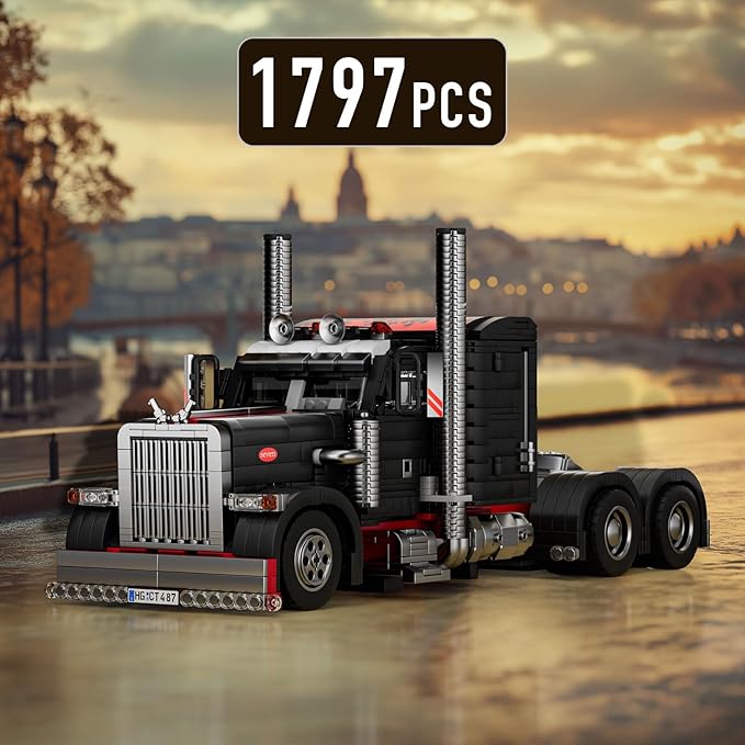 Mould King Semi Truck Toys Building Sets Collectible Trucks Vehicle Trailer Model Build and Display 10037 STEM Project Blocks Kits Decor for Adults and Aged 14+ (1814 Pieces)