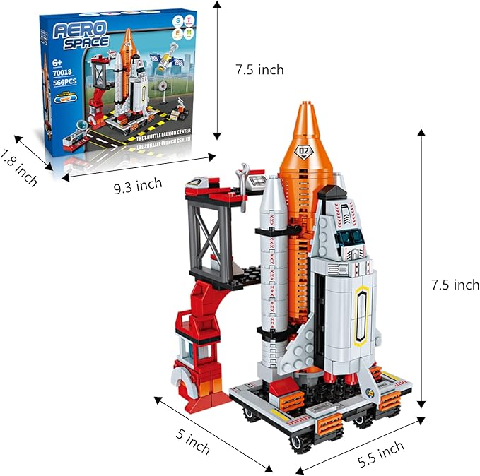 AESGOGO STEM Space Toys for 6 7 8 9 10 11 12 Year Old Boys Girls Space Shuttle Rocket Launch Center Building Sets Toy Kits Best Gifts for Kids Ages 8-14 （566 Pcs）.