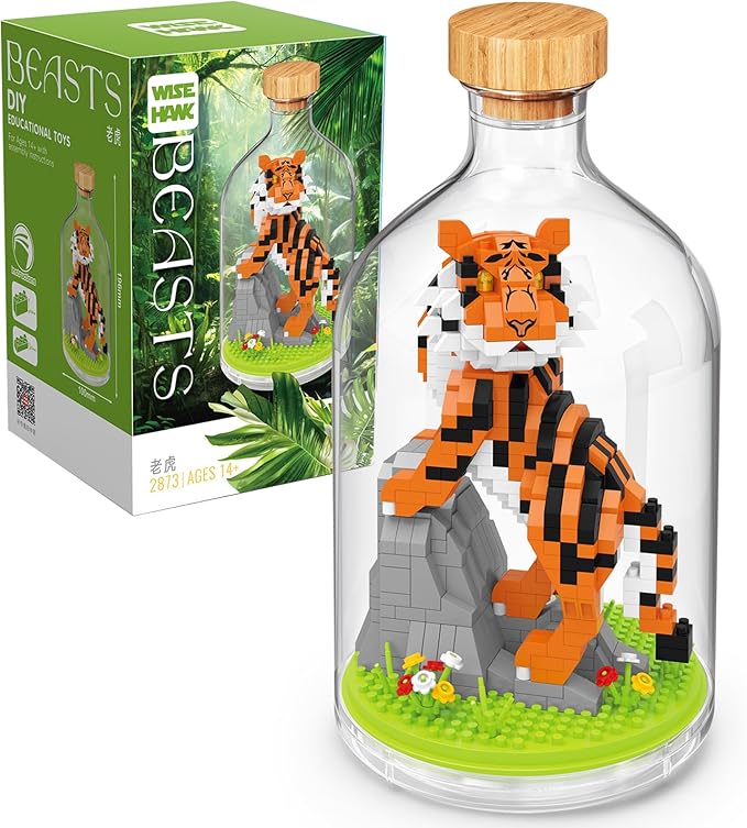 Creative Tiger Toy Building SetAdult Mini Animal Friend SetParty Favors Gift for FriendAnimal Lover Office Home Decor Tiger Building Block KitNew Year Easter Birthday Gift for Family