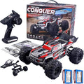 1:16 Scale RC Cars for Adults High-Speed 4WD Offroad Hobby Remote Control Truck 50km/h Fast 2.4GHz All Terrain RC Monster Buggy with 2 Batteries (RTR/Red)