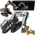 20.4 Inch 22 Channels Remote Control Excavator Truck 1/14 Scale Metal Shovel Independent Arms RC Digging Machine Metal Alloy Construction Vehicles Toy for 14y+ Beginners