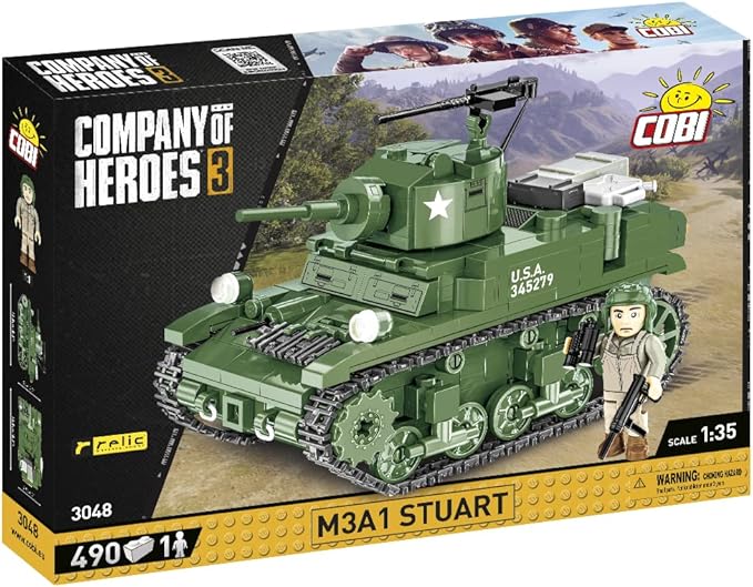 COBI Company of Heroes 3 M3A1 Stuart Tank Building Set 488 Pieces
