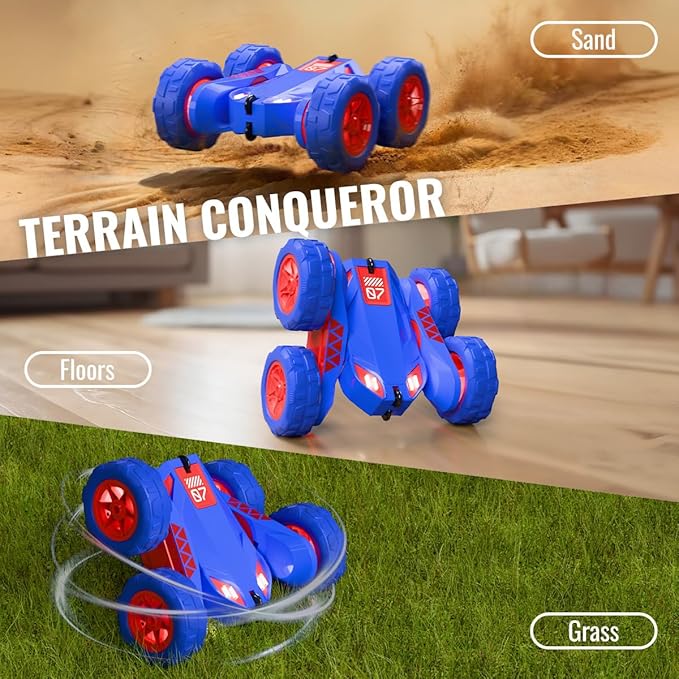 Remote Control Car Rechargeable RC Cars &amp Remote Double-Sided Driving 360° Flips Rotating 2.4Ghz 4WD All Terrain Stunt Race Car Toy Christmas Birthday Gift for Kids Boys 3-12