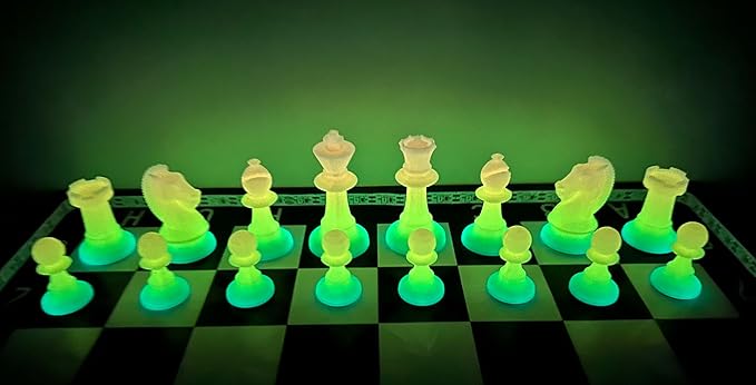 Dam Merch's LED Illuminated Glow in The Dark Chess Set - Made in USA (Regulation Dualing Rainbow)