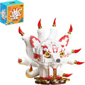 Mythical Nine-Tailed Fox Building Kit Poseable Tails Model Set for Desk Decor and Creative Gift
