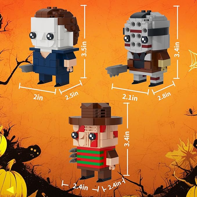 Halloween Horror Figures Building Block Set Action Figure Compatible with Lego Brick with Michael Jason &amp Freddy Horror Haunted Figure Building Kit by Horror Films Halloween Toys Decor(440PCS)