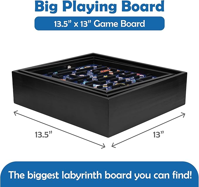 'STERLING Games Wooden Labyrinth Space Shuttle Theme Tilt Maze Game with Marble Ball and 60 Waypoints for 6 Years Up 13.5 x 13 Board
