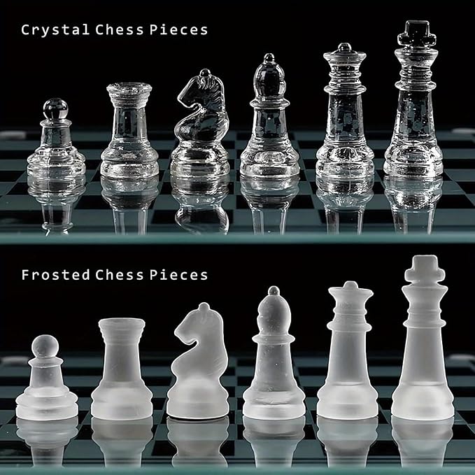 Elegant 10-Inch Glass Chess Set – Premium Quality Board Game for All Ages Ideal Gift for Chess Lovers &amp Stylish Home Decor