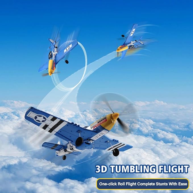 jaming RC Plane 4 Channel P-51D Mustang Fighter for Adults and Kids4 Channel Remote Control Airplane RTF with 6-Axis Gyro3D Aerobatics2.4GHz Radio Controlled Aircraft for Beginners