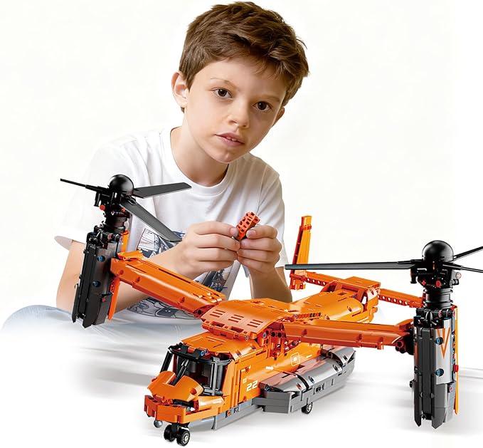 V22 Large Scale Tiltrotor Aircraft Building Set Military Transport Plane Model for Adults &amp Teens- Compatible with Lego Military (460 PCS)
