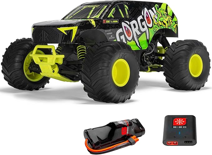 ARRMA RC Truck Gorgon 2 Wheel Drive MT1/10 RTR (Ready-to-Run with Battery and Charger Included) Smart 3300 7C S120 USB Yellow ARA3230ST1