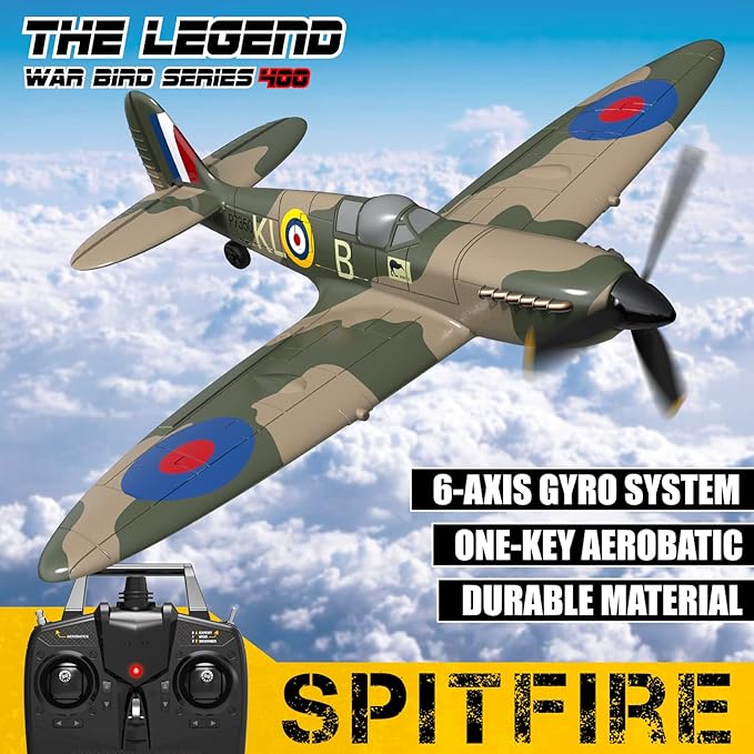 RC Plane Spitfire Fighter 4 Channel Remote Control Airplane with Gyro System for Adults
