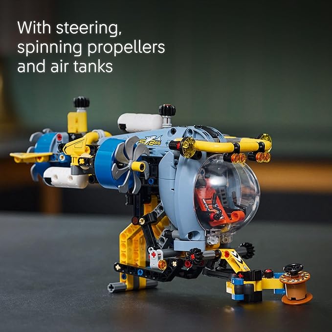 LEGO Technic Deep-Sea Research Submarine Toy - Building Toy for Kids Boys and Girls Ages 9+ - Creative and Unique Gift Idea for Birthdays - Movable Propellers and More - 42201
