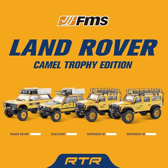 EAZYRC FMS 1/24 FCX24M RC Crawler RTR Land Rover Series with Licensed 1/24 RC Truck 4X4 Mini RC car with Lighting 2.4Ghz Remote ControlBattery (Defender110)