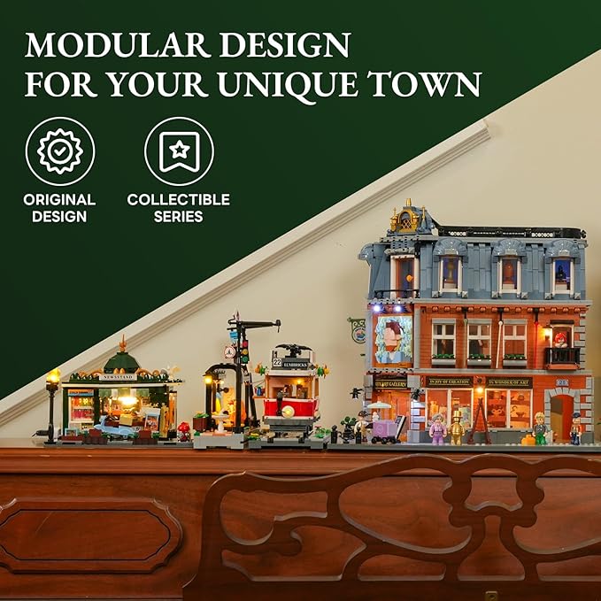 Newsstand Lighting Building Bricks Set - City Town Life Newsstand LED Light Construction Building Model Set 556 Pcs for Adults and Teen