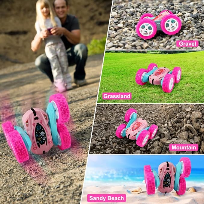 FREE TO FLY Rc Stunt Cars: Double Sided 360°Flip Rotating 4WD Race Car Toy for Outdoor &amp Indoor for 6 7 8 9 10 11 12 Year Old Girls Boys Birthday Gift for Kids Ages 6+