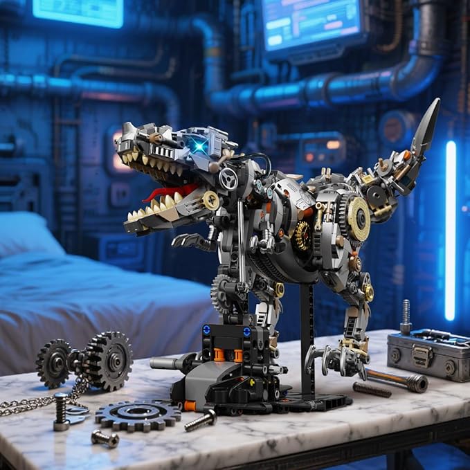 Mechanical Dinosaur T-Rex Building Set with Light- Compatible with Lego Sets Adult Birthday Gift Set for Boys Adults (1268 Pcs)