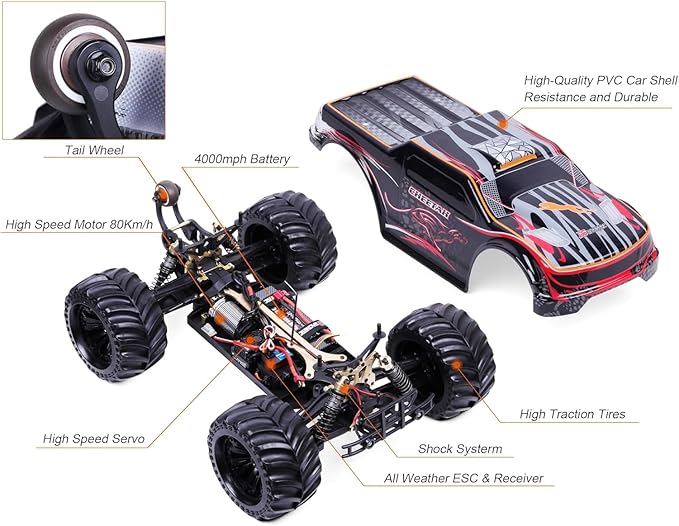 JLBRACIGRC 1/10 RTR Brushless Fast RC Cars for AdultsMax 80+KM/H Hobby Electric Off-Road Monster TruckWaterproof High Speed Remote Control CarRC Truck 4x4 All Terrain Off Road Gift