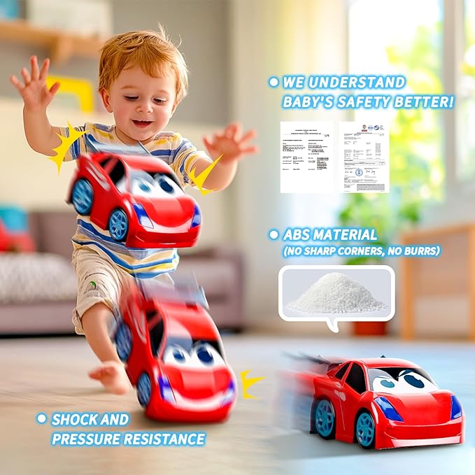 Remote Control Car RC Car Toy with Lights and Sounds for Boys Girls and Toddlers Ages 1-3 2-4 4-7 &amp 3 Years Old