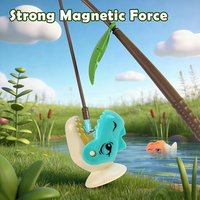 Magnetic Dinosaur Fishing Game for Kids Best Birthday Gift for 3-5 5-7 Year Old Boys &amp Girls 2-in-1 360° Rotation Fishing Toy with Balance Scale &amp Counting Player Board Game for Toddlers